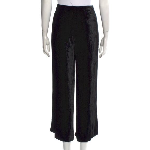 A.L.C. Robbie Silk Blend Black Velvet Cropped Wide Leg Trouser Pants 4 - Picture 7 of 10